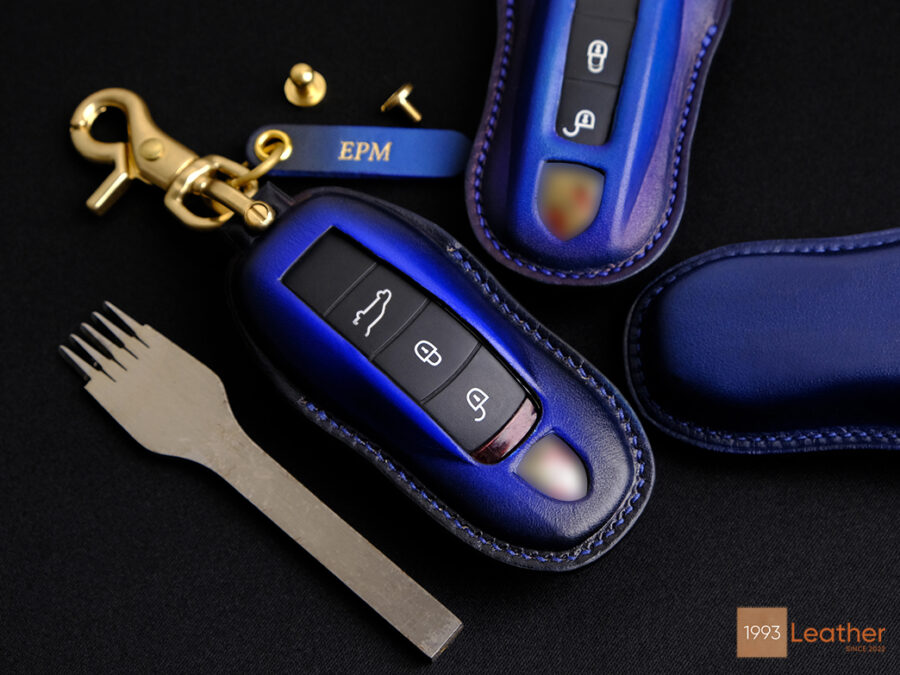 Porsche Cayenne key fob cover made of imported Veg-tanned leather