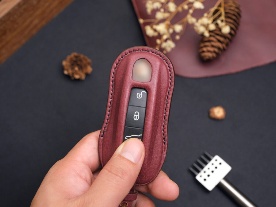 Porsche Cayenne key fob cover protecting the key from impacts and scratches