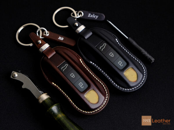 Porsche Cayenne key fob cover with customizable stitching color