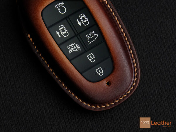 The Hyundai Nexo key fob cover is meticulously crafted, with attention to every stitch.