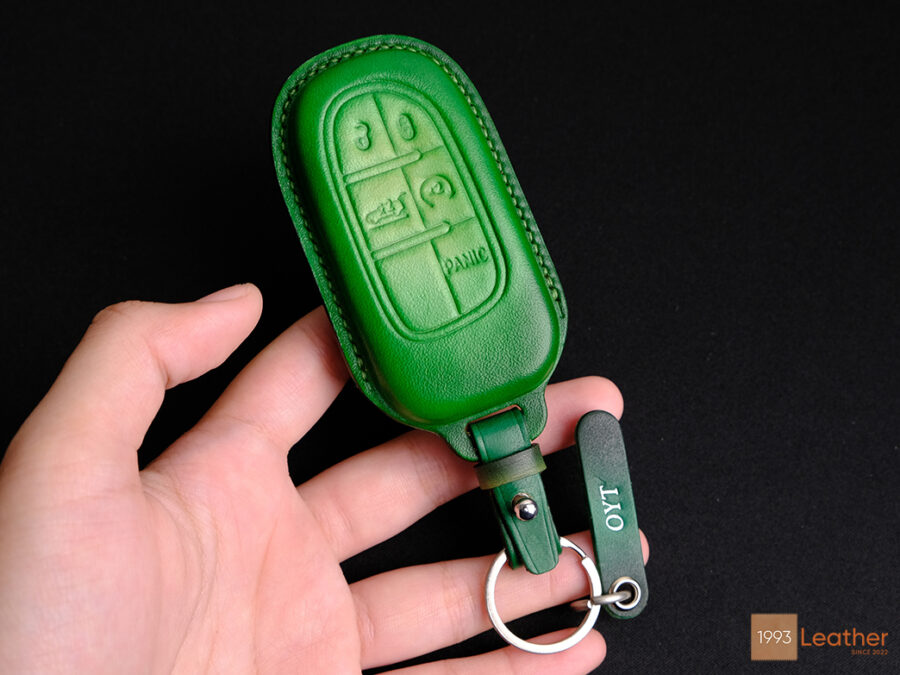 The Jeep Cherokee key fob cover is made from premium Veg-tanned leather