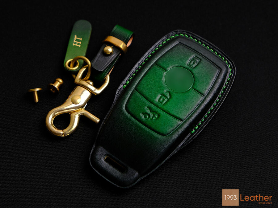 Mercedes S-Class key fob cover made of premium Veg-Tanned leather for durability and elegance.