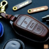 Peugeot 3008 key fob cover made of high-quality Veg-Tanned leather, offering durability and a luxurious design.