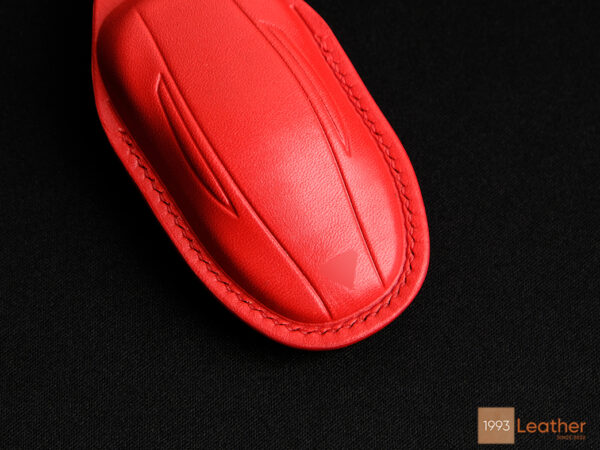 Tesla Model 3 key fob cover with intricate stitching for a premium look