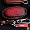 Tesla Model Y key fob cover made from high-quality Veg-Tanned leather for durability and style.