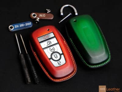 The Lincoln Aviator key fob cover is entirely handcrafted at Leather1993