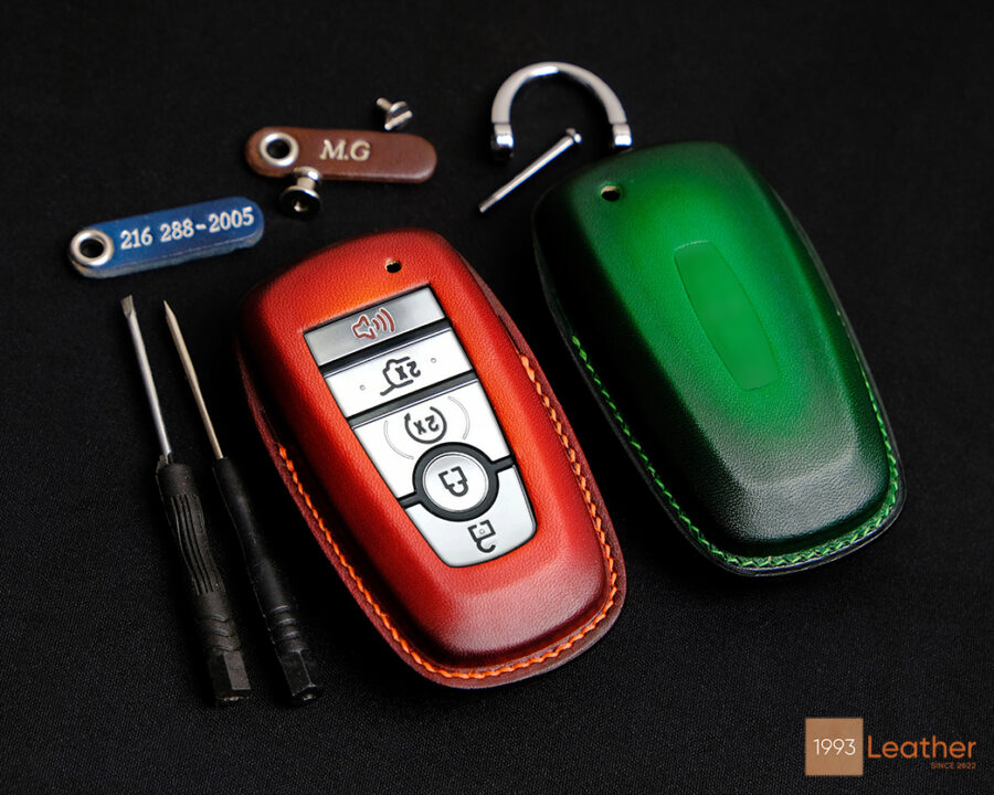 The Lincoln Aviator key fob cover is entirely handcrafted at Leather1993