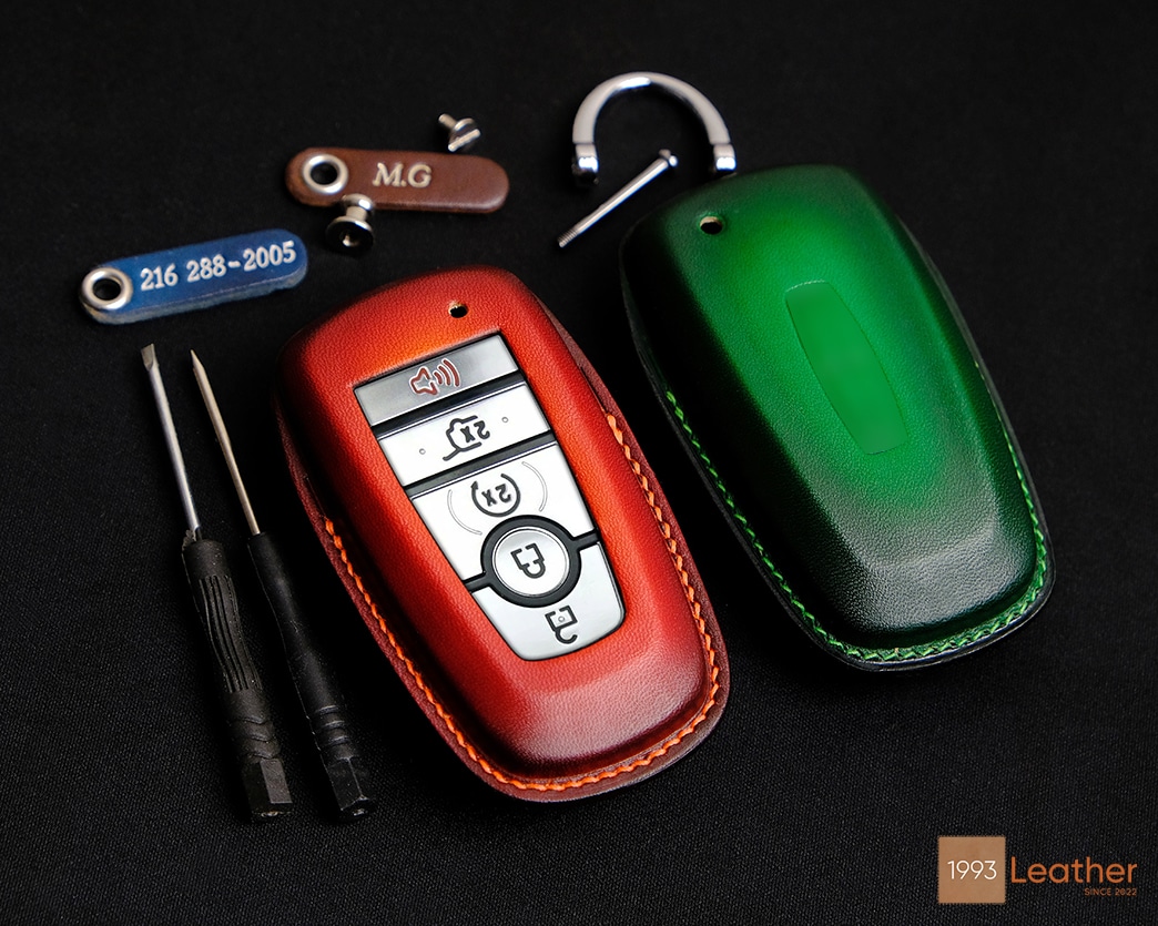 Our Lincoln key fob covers are handcrafted from premium Veg-tanned leather.