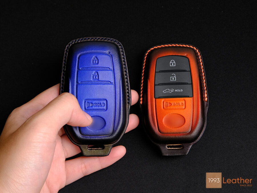 Premium Toyota Tacoma key fob cover made of high-quality leather, providing excellent scratch protection.