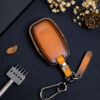 This is the completed KIA Soul key fob cover made from Veg-tanned leather