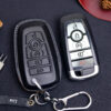 There are two designs of Lincoln Navigator key fob cover: one with exposed buttons and one fully buttoned.