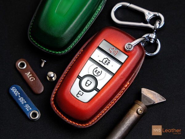 The Lincoln Navigator key fob cover features a unique Patina finish