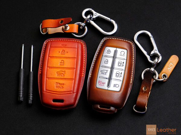 Fully-covered and exposed-button designs of the key case