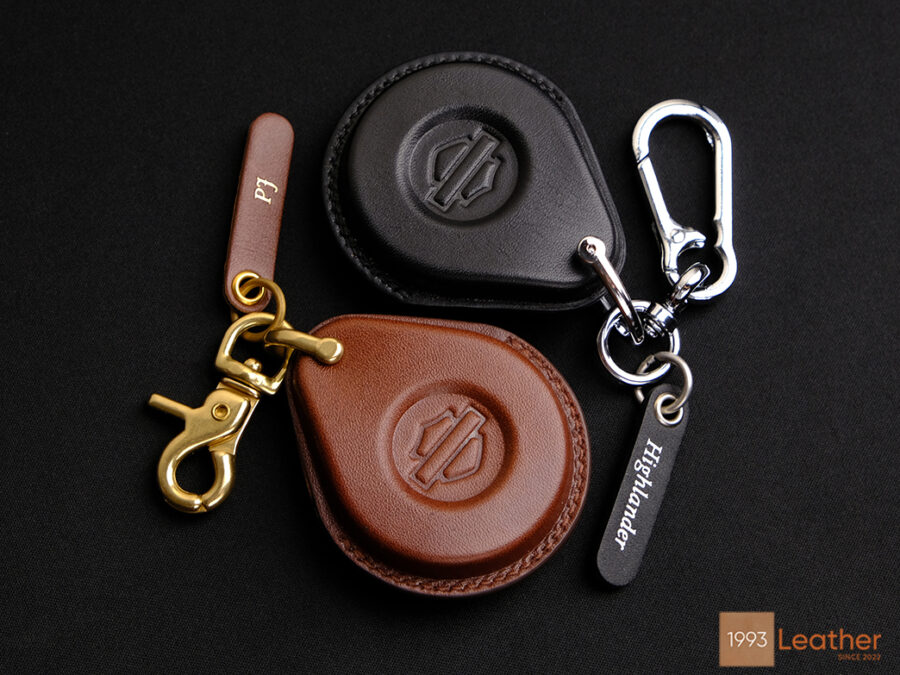 Harley Davidson Fat Boy key fob cover made from imported Veg-tanned leather, luxurious and durable.