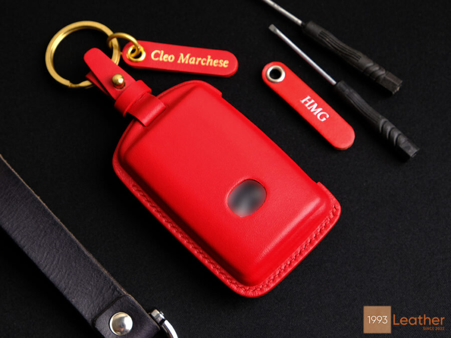 Mazda CX-30 key fob cover with keychain and name tag engraved, designed for lasting durability and care.