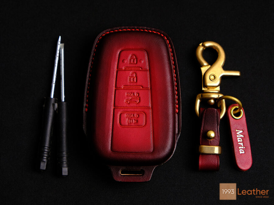 Toyota Avalon key fob cover made of premium Veg-Tanned leather, offering a luxurious and eco-friendly touch.