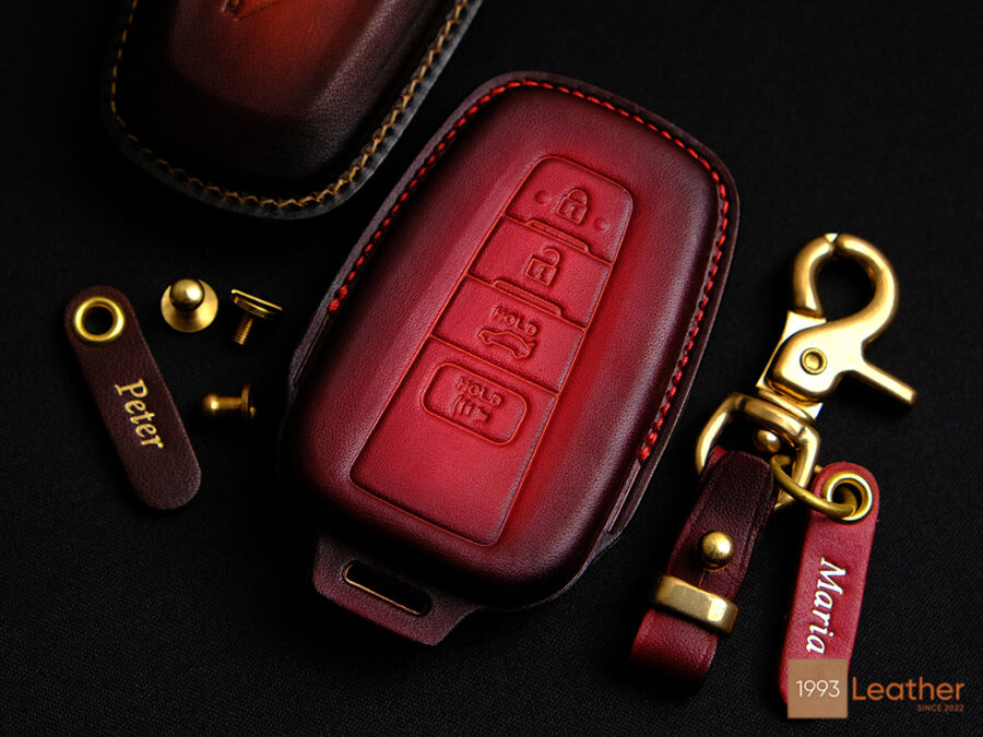 Elegant Toyota Avalon key fob cover made of premium leather for a sophisticated look.