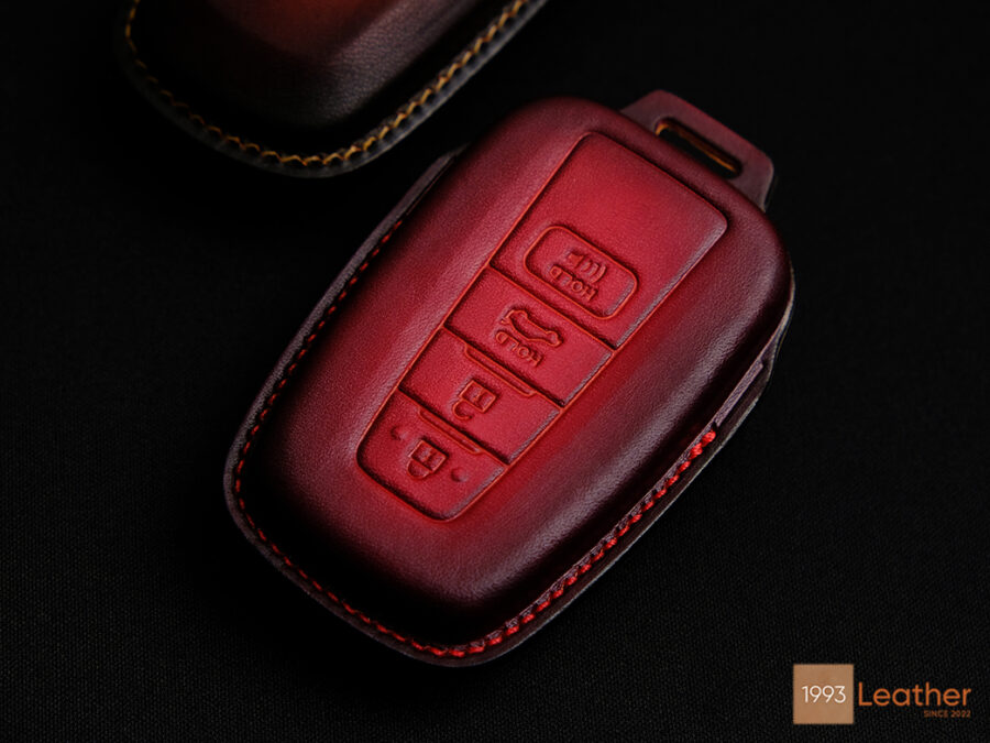 Toyota Avalon key fob cover made of high-quality leather, showcasing exquisite stitching.