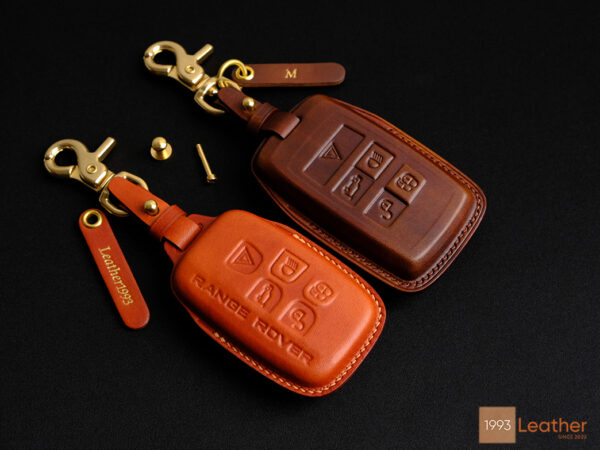 Land Rover Range Rover key fob cover crafted from premium Veg-tanned leather.