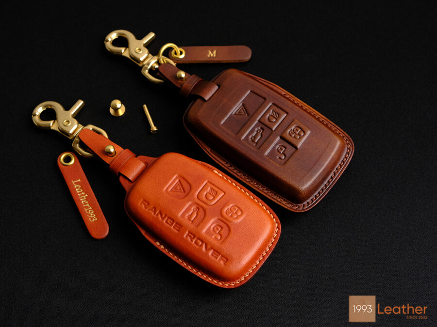 Land Rover Range Rover key fob cover crafted from premium Veg-tanned leather.