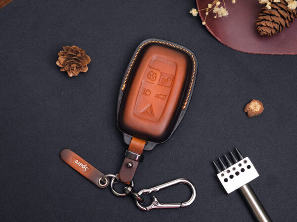 Fully-covered Land Rover Range Rover key fob cover representing a luxurious leather design has highly effective protection