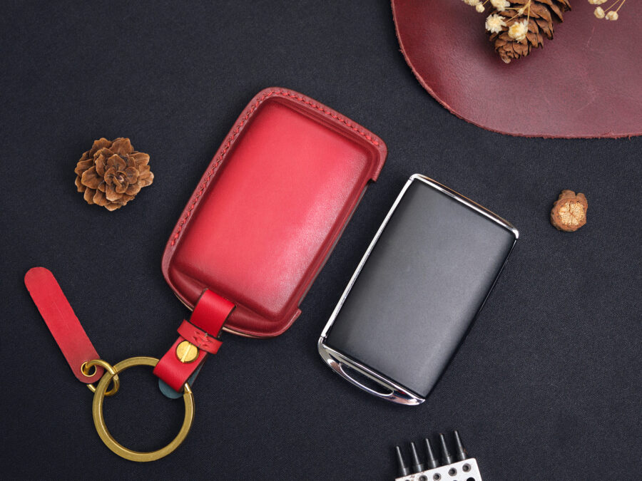 Mazda CX-60 key case - with keychain, offers sleek protection and elegant stitching details.