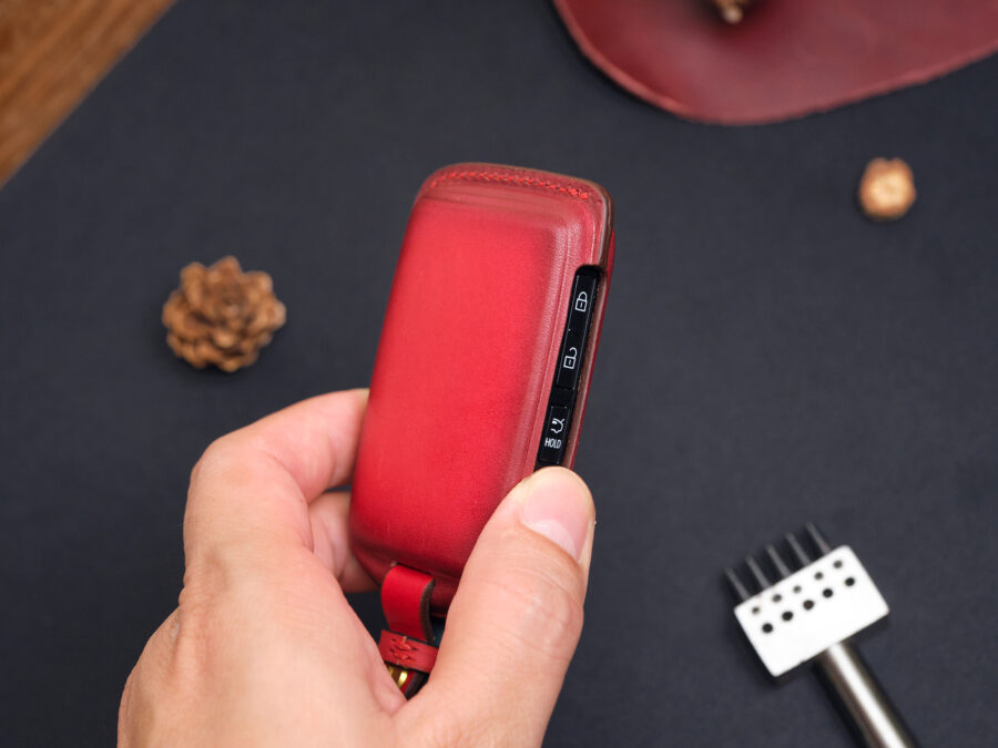 Mazda CX-60 leather key fob cover is easy to grip, with precise stitching and an ergonomic design.