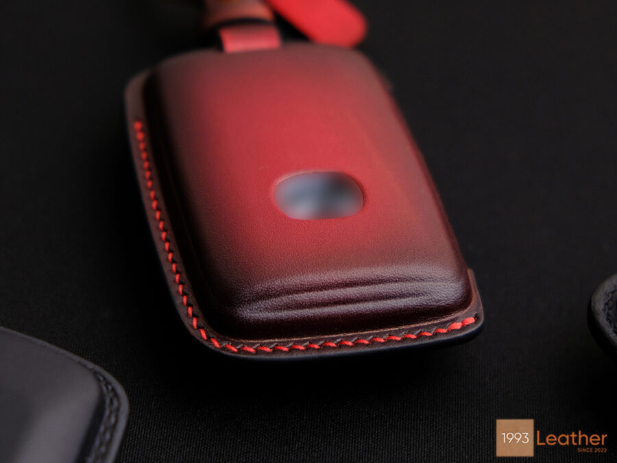 Leather Mazda CX-70 key fob case with intricate stitching and top-quality craftsmanship.