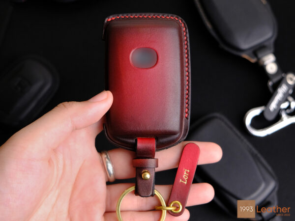 Soft yet firm leather Mazda CX-70 key fob case with a smooth, premium texture.