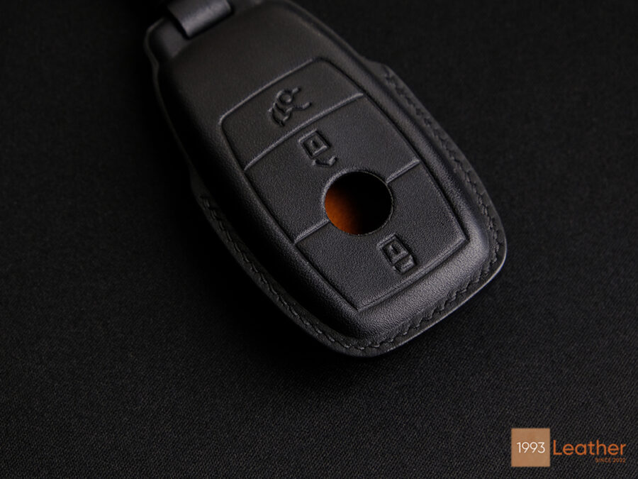 Mercedes GLE-Class key fob cover crafted from glossy leather.