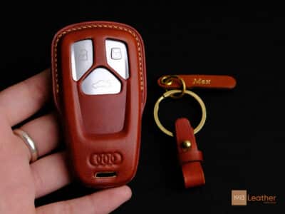 Audi Q2, Q3, Q5, Q7, Q8 leather key fob cover (partly cover - exposed buttons)