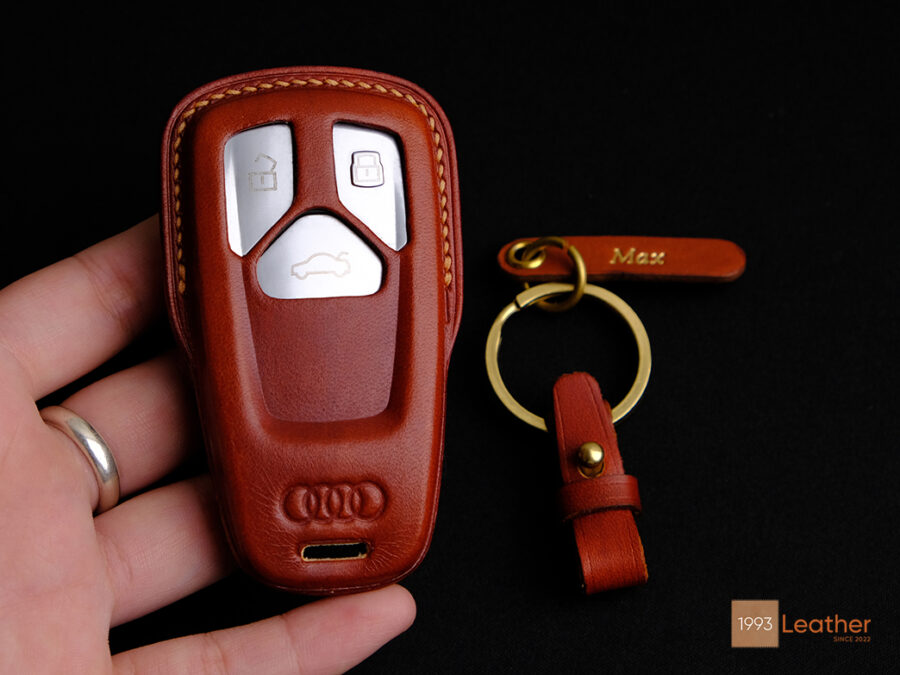 Audi Q2, Q3, Q5, Q7, Q8 leather key fob cover (partly cover - exposed buttons)