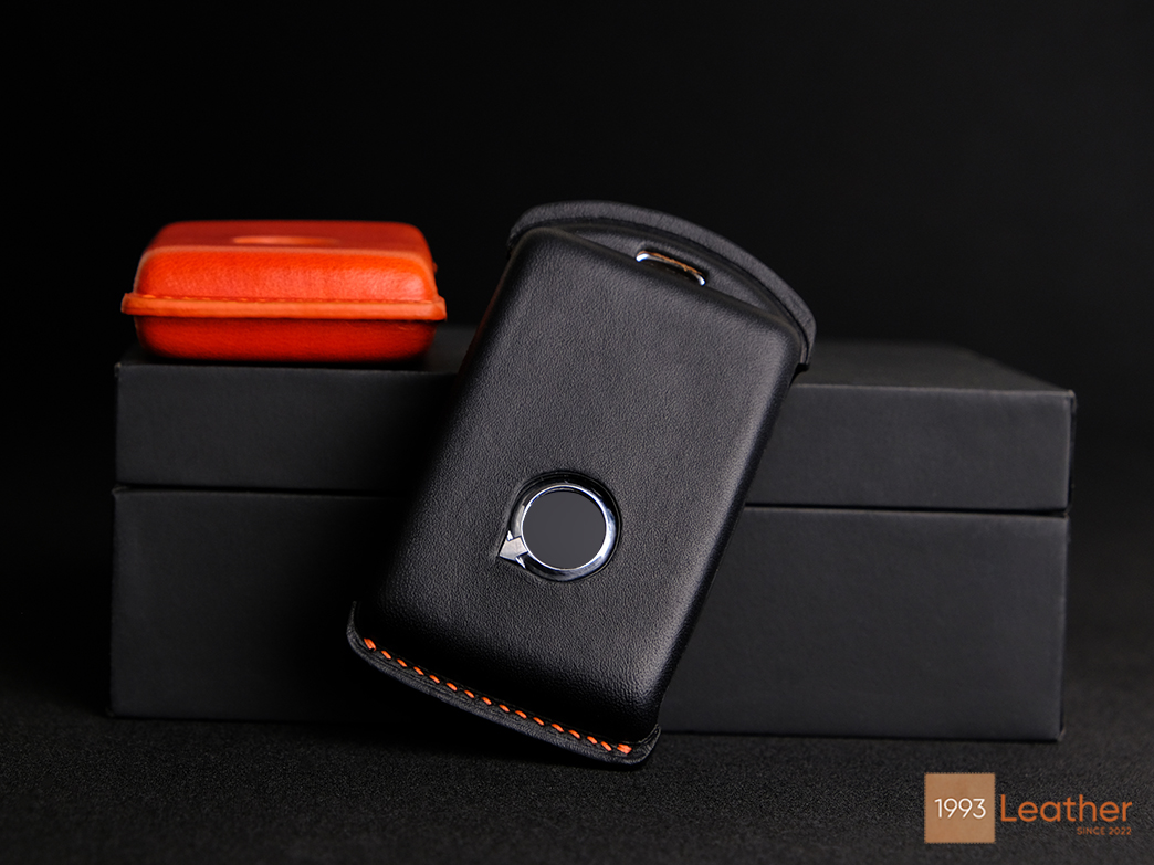 Volvo key fob cover crafted from high-quality Veg-tanned leather, offering durability and elegance.