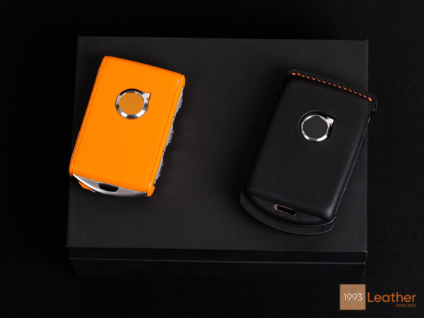 Volvo XC key fob cover crafted from luxurious leather, delivering a sophisticated and stylish look.