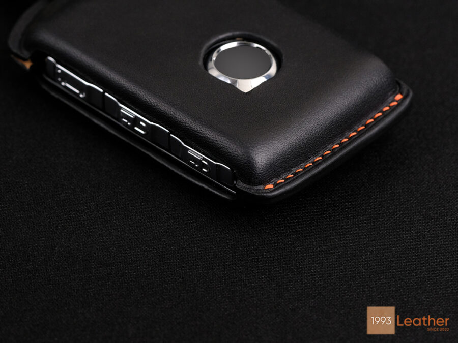 Volvo XC key fob cover featuring meticulous hand-stitched detailing for a refined, premium look.