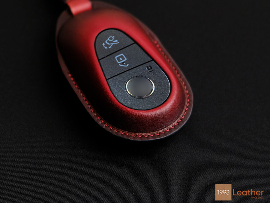 Mercedes C-Class key fob cover showcasing detailed and exquisite handcrafted stitching for a luxurious finish.