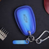 The back of the Chevy key fob cover with keychain and tag