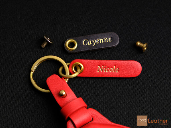 Beautifully crafted leather key chain with free personal tag engraved