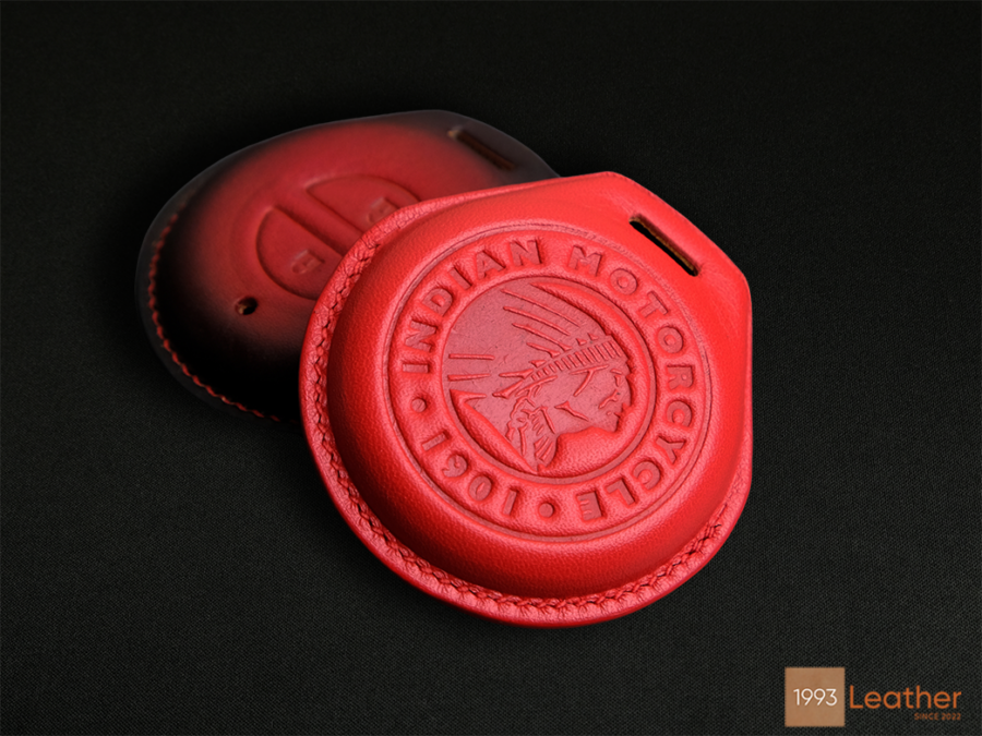 Indian Challenger key fob cover with premium leather and exquisite hand-stitched details.