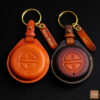 Indian Chief Chieftain key fob cover made of premium Veg-Tanned leather, representing natural texture and durability.