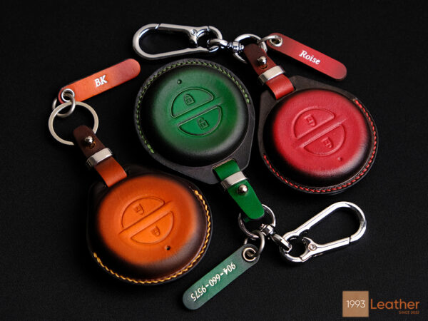 Indian FTR key fob covers made from premium Veg-Tanned leather, offering durability, elegance, and timeless style.