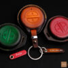 Indian Pursuit key fob cover made of high-quality Veg-Tanned leather with a handcrafted finish.