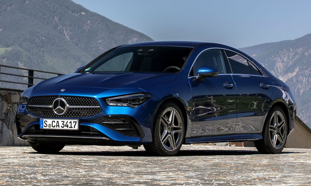  Mercedes CLA-Class, a luxury compact coupe with sporty styling and premium finishes.