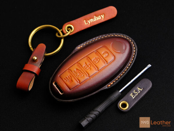 Nissan Altima key fob cover made of high-quality Vegtan leather for a luxurious look and feel.