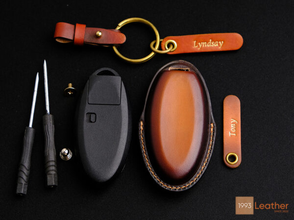 The back of Nissan Murano key fob cover showing the detailed stitching