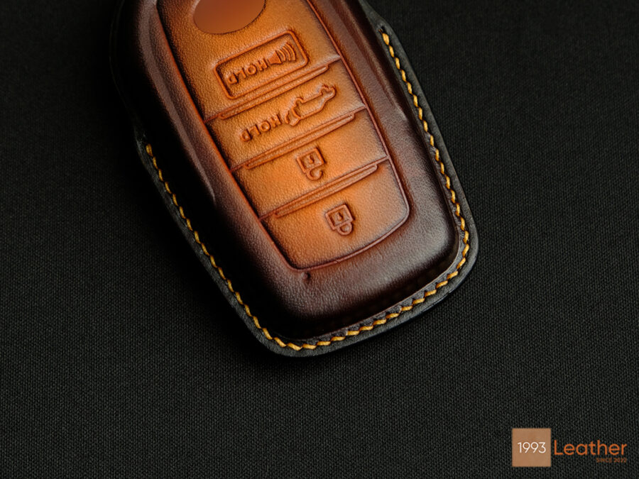 Close-up of Toyota Sequoia Key Fob Cover showcasing exquisite stitching.