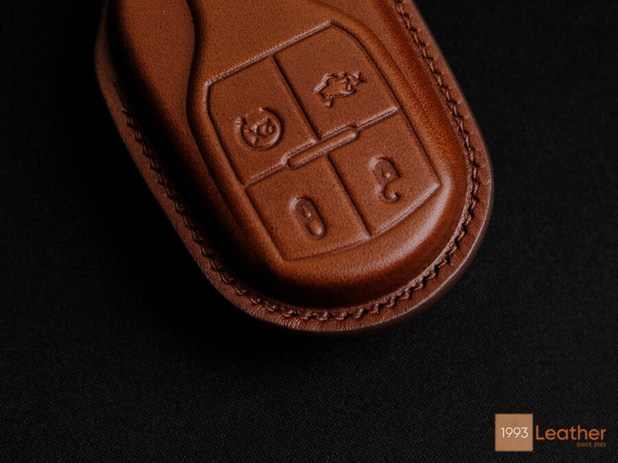 Maserati GranTurismo GranCabrio key fob cover with exquisite handcrafted stitching for a refined look.