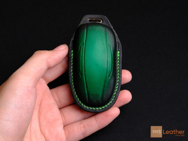 Tesla Cybertruck key fob cover with a premium leather finish for a comfortable grip.