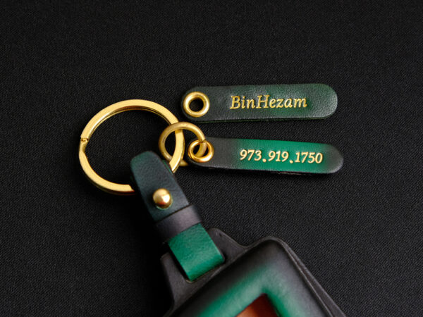 Top-quality key fob cover made of premium leather for Acura ZDX, with free engraved tag and 4 hardware options