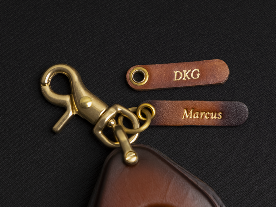Fat Bob key fob cover featuring a free engraved tag and four hardware choice